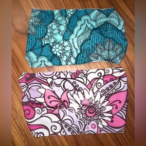 4 hair-headbands 2 Teal and Pink Prana &  2 plain